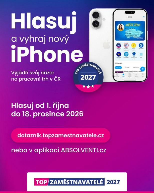 Hlasuj a vyhraj nový iPhone – TOP Zaměstnavatelé 2027, dotazník do 18. prosince 2026
